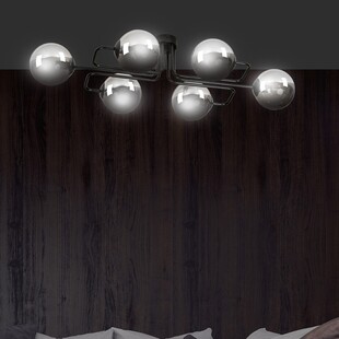 Lampa Sufitowa Brendi 6A - Szklane Kule, Czarno-Grafitowa | Emibig