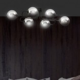 Lampa Sufitowa Brendi 6A - Szklane Kule, Czarno-Grafitowa | Emibig