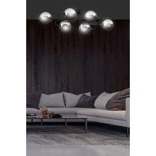 Lampa Sufitowa Brendi 6A - Szklane Kule, Czarno-Grafitowa | Emibig