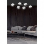 Lampa Sufitowa Brendi 6A - Szklane Kule, Czarno-Grafitowa | Emibig