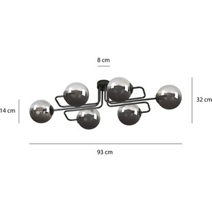 Lampa Sufitowa Brendi 6A - Szklane Kule, Czarno-Grafitowa | Emibig