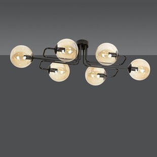 Lampa Sufitowa Brendi 6A - Szklane Kule, Miodowo-Czarna | Emibig