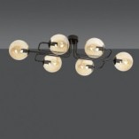 Lampa Sufitowa Brendi 6A - Szklane Kule, Miodowo-Czarna | Emibig