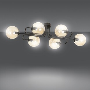 Lampa Sufitowa Brendi 6A - Szklane Kule, Miodowo-Czarna | Emibig