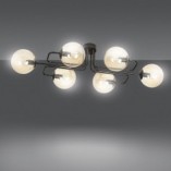Lampa Sufitowa Brendi 6A - Szklane Kule, Miodowo-Czarna | Emibig