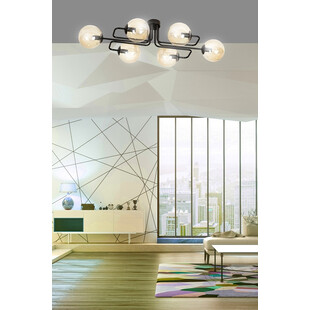 Lampa Sufitowa Brendi 6A - Szklane Kule, Miodowo-Czarna | Emibig