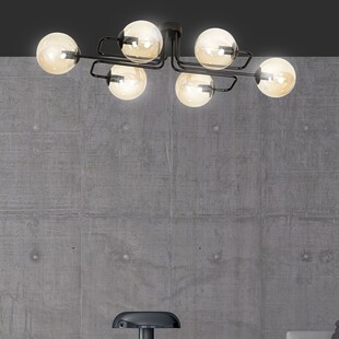 Lampa Sufitowa Brendi 6A - Szklane Kule, Miodowo-Czarna | Emibig