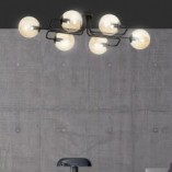 Lampa Sufitowa Brendi 6A - Szklane Kule, Miodowo-Czarna | Emibig