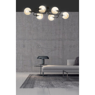 Lampa Sufitowa Brendi 6A - Szklane Kule, Miodowo-Czarna | Emibig