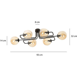 Lampa sufitowa szklane kule Brendi VIA czarno-miodowa marki Emibig