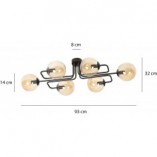 Lampa Sufitowa Brendi 6A - Szklane Kule, Miodowo-Czarna | Emibig