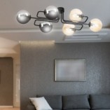 Lampa Sufitowa Brendi 6A - Szklane Kule, Grafitowo-Miodowa | Emibig
