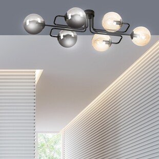 Lampa Sufitowa Brendi 6A - Szklane Kule, Grafitowo-Miodowa | Emibig
