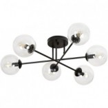 Lampa Sufitowa Brendi 6B - Szklane Kule, Czarno-Przezroczysta | Emibig