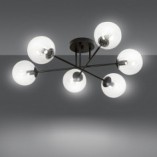 Lampa Sufitowa Brendi 6B - Szklane Kule, Czarno-Przezroczysta | Emibig