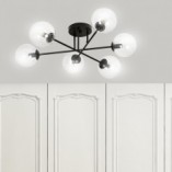 Lampa Sufitowa Brendi 6B - Szklane Kule, Czarno-Przezroczysta | Emibig