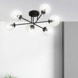 Lampa Sufitowa Brendi 6B - Szklane Kule, Czarno-Przezroczysta | Emibig