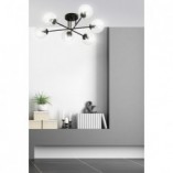 Lampa Sufitowa Brendi 6B - Szklane Kule, Czarno-Przezroczysta | Emibig
