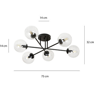 Lampa sufitowa szklane kule Brendi VIB czarno-przezroczysta marki Emibig