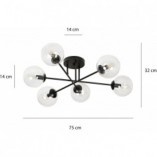 Lampa Sufitowa Brendi 6B - Szklane Kule, Czarno-Przezroczysta | Emibig