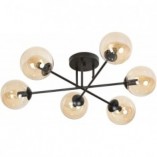 Lampa Sufitowa Brendi 6B - Szklane Kule, Miodowo-Czarna | Emibig
