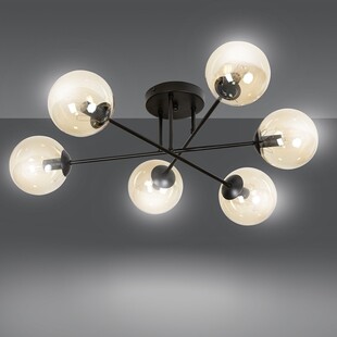 Lampa Sufitowa Brendi 6B - Szklane Kule, Miodowo-Czarna | Emibig