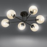 Lampa Sufitowa Brendi 6B - Szklane Kule, Miodowo-Czarna | Emibig
