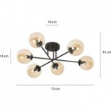 Lampa Sufitowa Brendi 6B - Szklane Kule, Miodowo-Czarna | Emibig