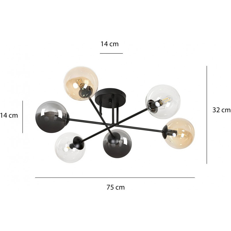 Lampa Sufitowa Brendi 6B Emibig - Szklane Kule | Sklep z Lampami