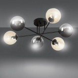 Lampa Sufitowa Brendi 6B - Szklane Kule, Grafitowo-Miodowa | Emibig
