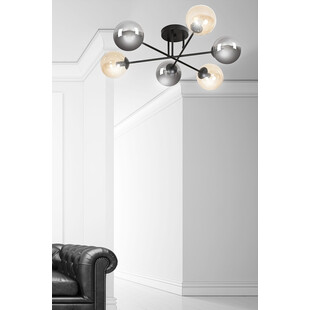 Lampa Sufitowa Brendi 6B - Szklane Kule, Grafitowo-Miodowa | Emibig