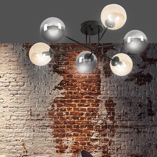 Lampa Sufitowa Brendi 6B - Szklane Kule, Grafitowo-Miodowa | Emibig