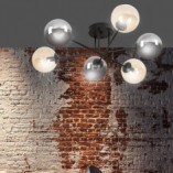 Lampa Sufitowa Brendi 6B - Szklane Kule, Grafitowo-Miodowa | Emibig