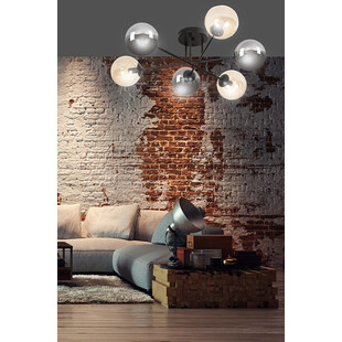 Lampa Sufitowa Brendi 6B - Szklane Kule, Grafitowo-Miodowa | Emibig