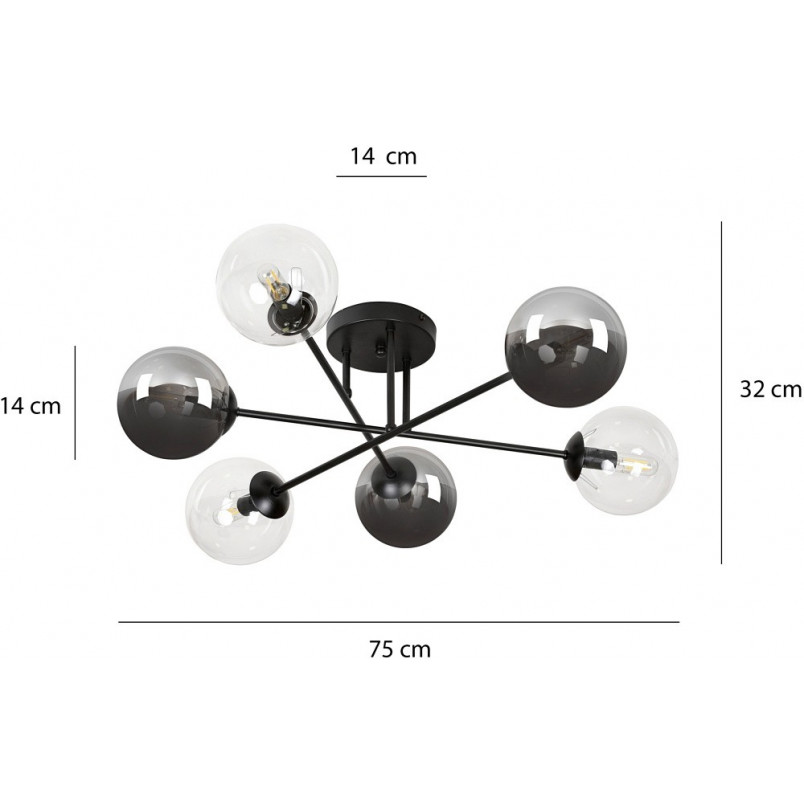 Lampa sufitowa Brendi 6B - Szklane kule, 75cm | Emibig