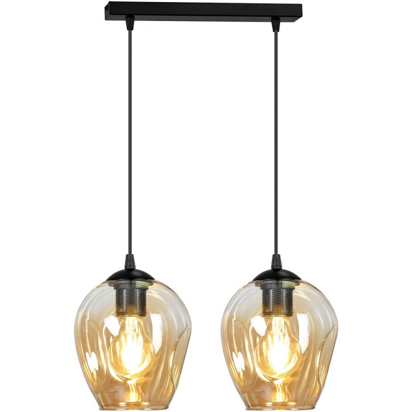 Lampa wisząca szklana Emibig Istar II | Bursztynowa, 40cm