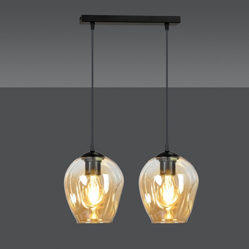Lampa wisząca szklana Emibig Istar II | Bursztynowa, 40cm