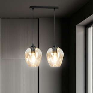 Lampa wisząca szklana Emibig Istar II | Bursztynowa, 40cm