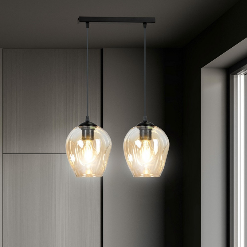 Lampa wisząca szklana Emibig Istar II | Bursztynowa, 40cm