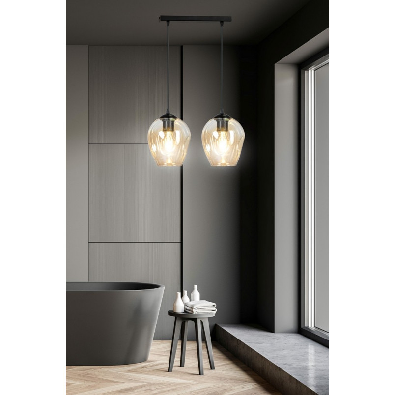 Lampa wisząca szklana Emibig Istar II | Bursztynowa, 40cm