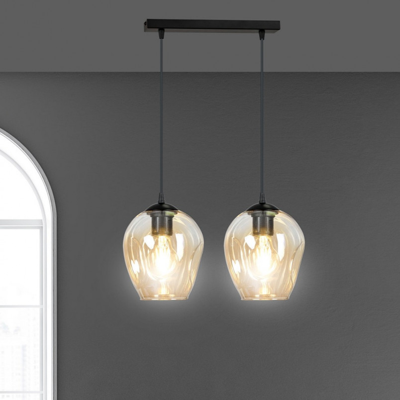 Lampa wisząca szklana Emibig Istar II | Bursztynowa, 40cm