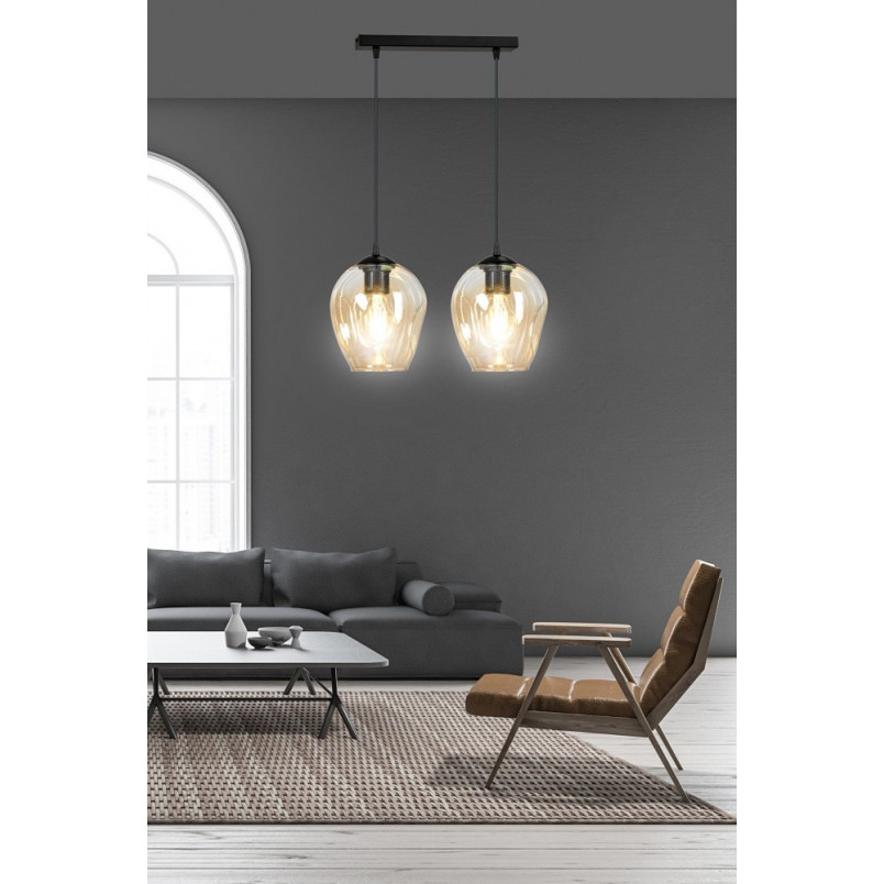 Lampa wisząca szklana Emibig Istar II | Bursztynowa, 40cm