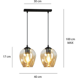 Lampa wisząca szklana Emibig Istar II | Bursztynowa, 40cm