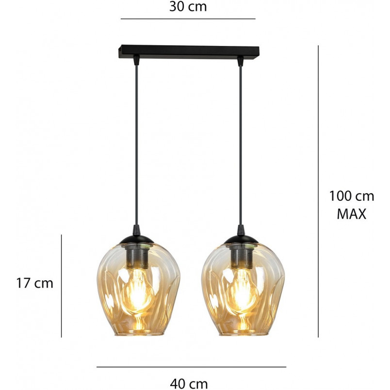 Lampa wisząca szklana Emibig Istar II | Bursztynowa, 40cm