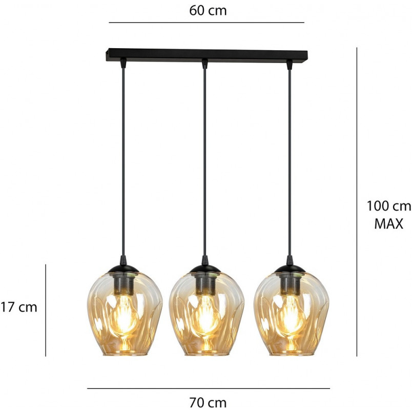 Lampa Wisząca Szklana Istar III | Emibig - 70cm