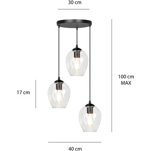 Lampa wisząca Istar III - Szkło, E27 | Emibig