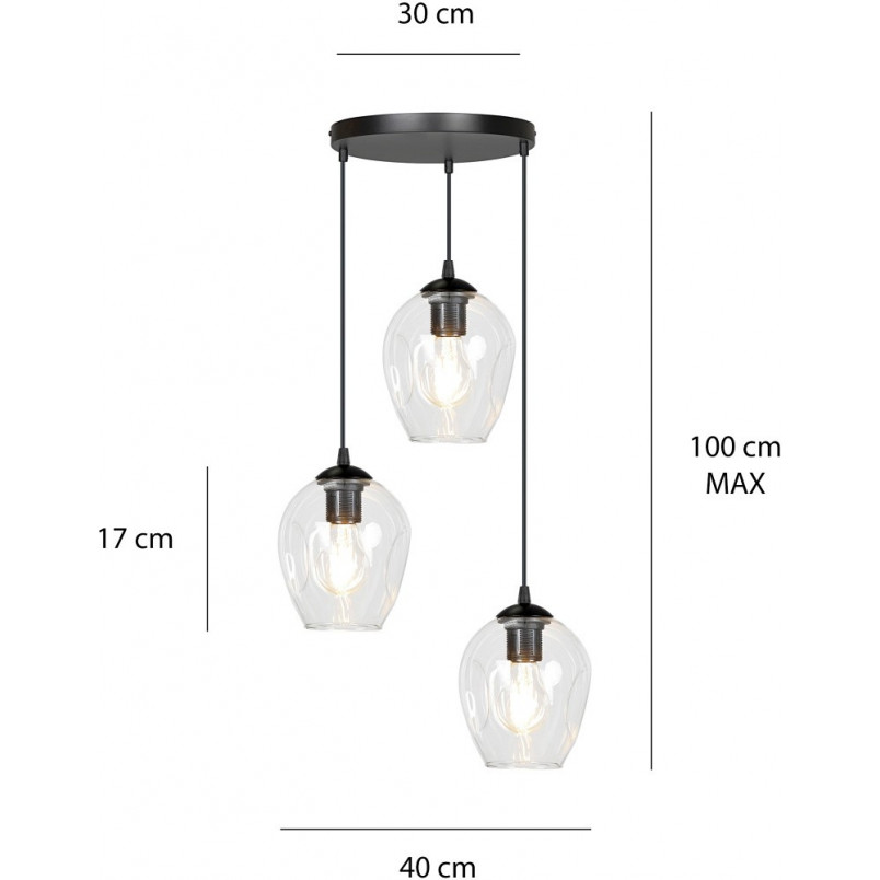 Lampa wisząca Istar III - Szkło, E27 | Emibig