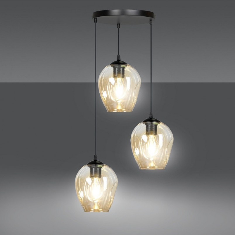 Lampa wisząca Istar III Emibig | Szkło bursztynowe, E27