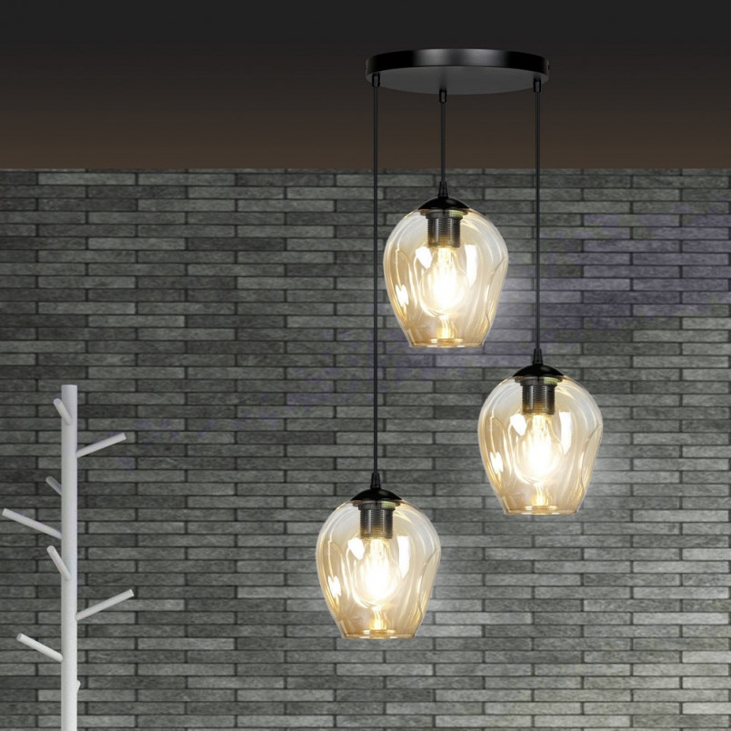 Lampa wisząca Istar III Emibig | Szkło bursztynowe, E27