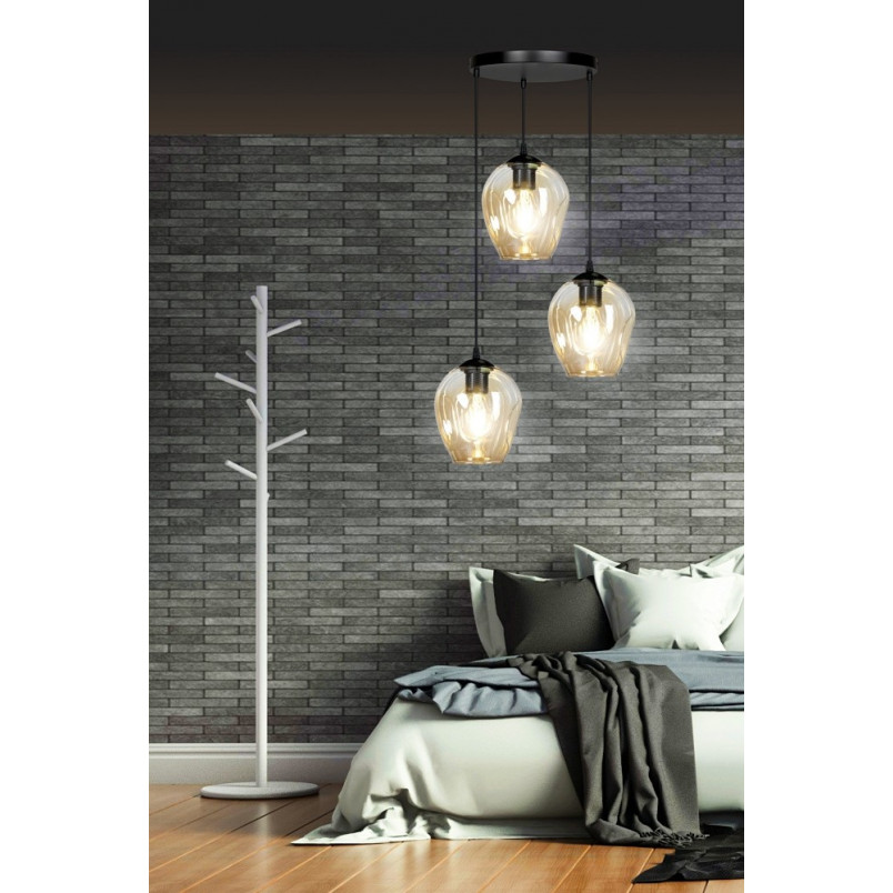 Lampa wisząca Istar III Emibig | Szkło bursztynowe, E27